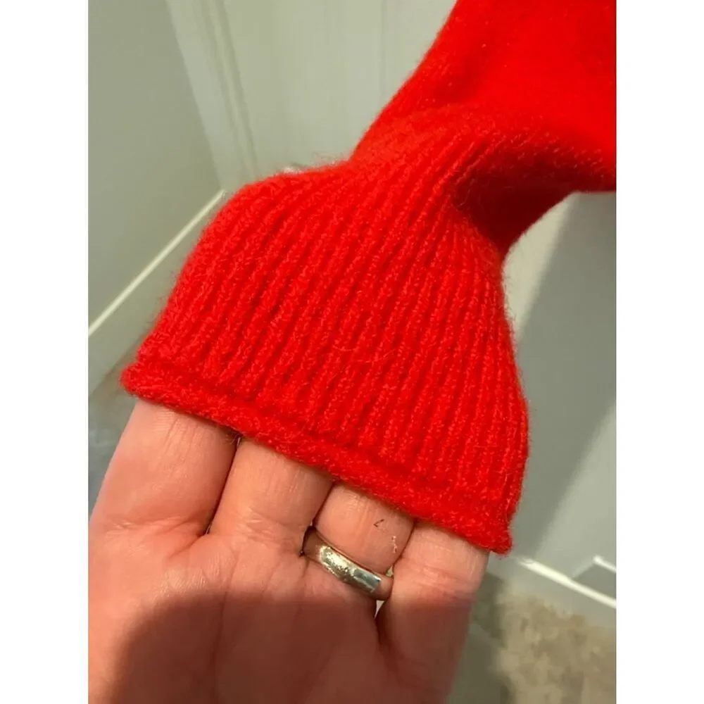 J. Crew Roll Neck Bright Red Marino wool blends Knit Sweater size XS